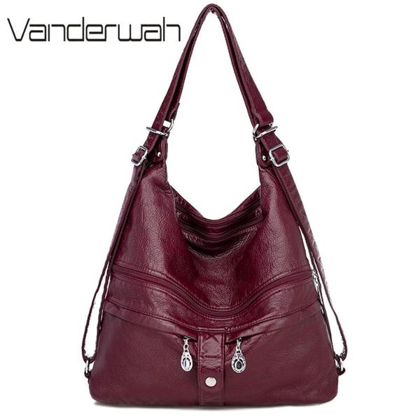 

3-in-1 leather multifunction women bags fashion female large capacity school bag women shoulder bags 2020 sac a dos