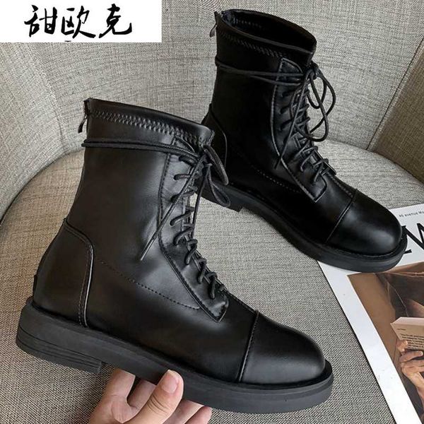 

2020 новый стиль шнуровка женщина теплый ботинки способа зимы шитье сращивания вскользь ботинки мотоцикла пинетки платформы zip лодыжки, Black