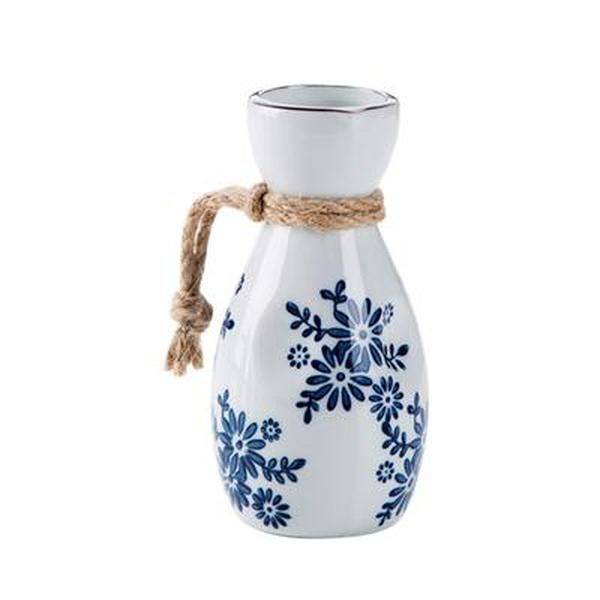 

vintage blue sake tokkuri ochoko japanese style wine bottle hip flask cups set handcrafted sake set sea wave uncaria pattern