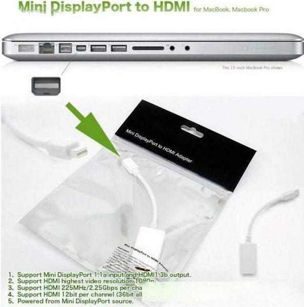 

thunderbolt mini displayport display port dp to hdmi adapter cable for apple mac macbook pro air