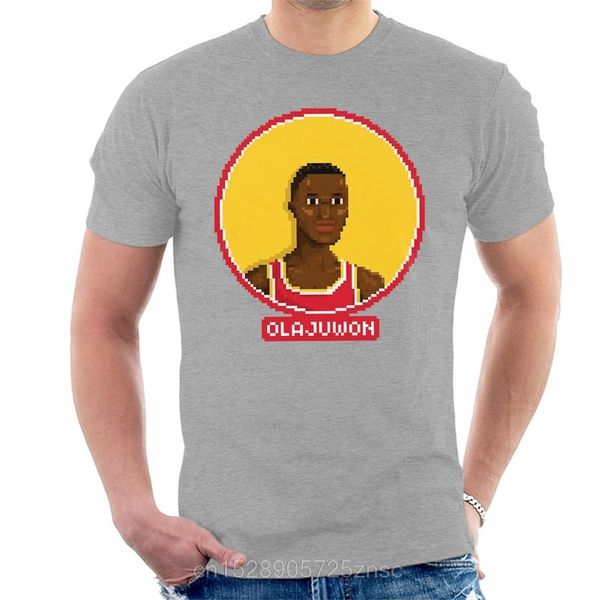 

printed funny 2020 camiseta hakeem olajuwon portrait pixel men's t-shirt women camiseta