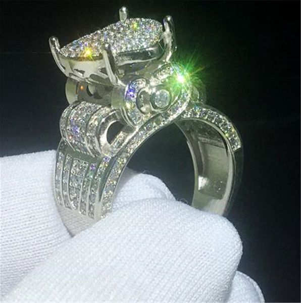 

luxury heart shape promise ring simulated diamond 100% 925 sterling silver engagement wedding band rings for women men jewelry, Slivery;golden
