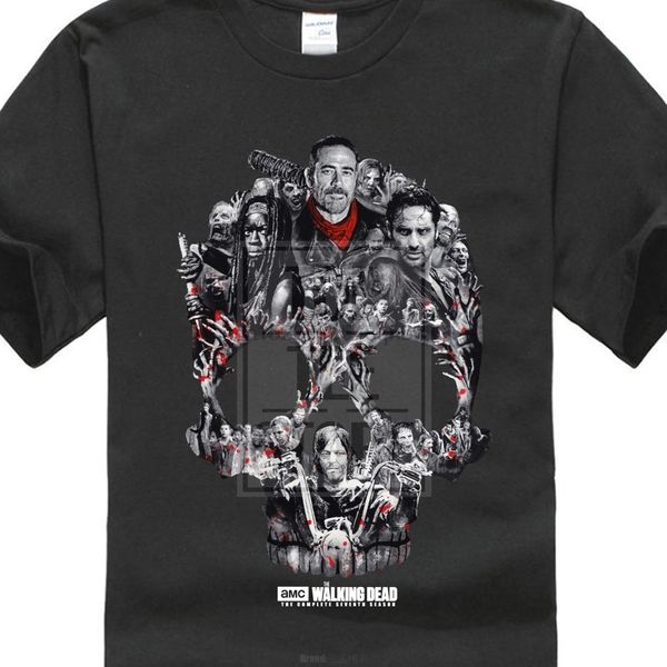 

летняя мода streetwear tops хлопок печати mens t shirt the walking dead walker череп negan рик мишонн дэрил zombies