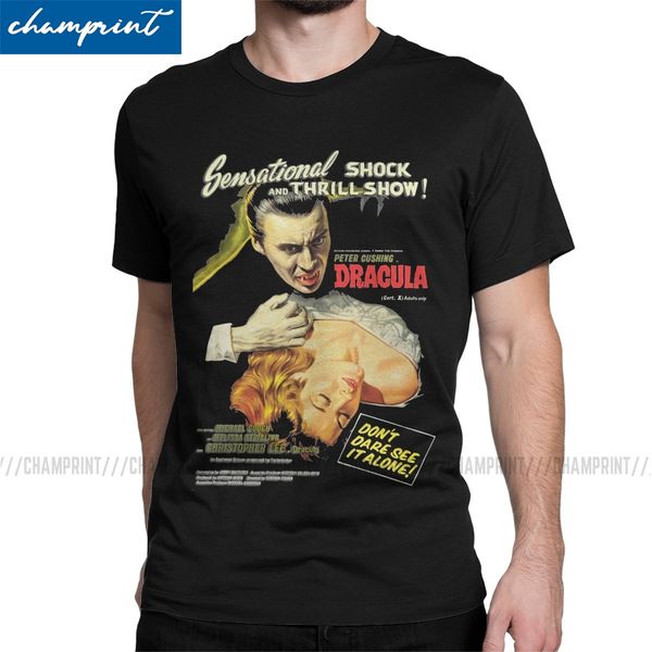 

men's dracula original hammer poster 1958 t shirt the mummy horror movie 100% cotton vintage round collar tees 6xl t-shirts