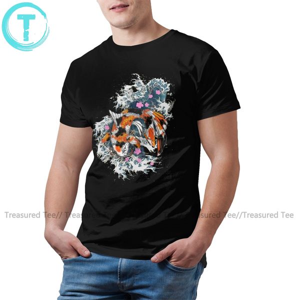 

japanese koi carp t shirt thrashing koi t-shirt 100 percent cotton classic tee shirt man 5x cute tshirt
