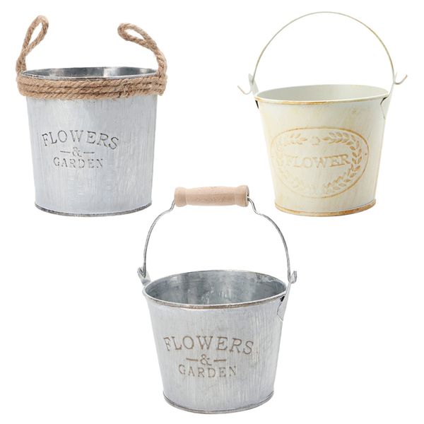 

3 pieces shabby chic vintage flower vase jug pot french flower bucket home decor