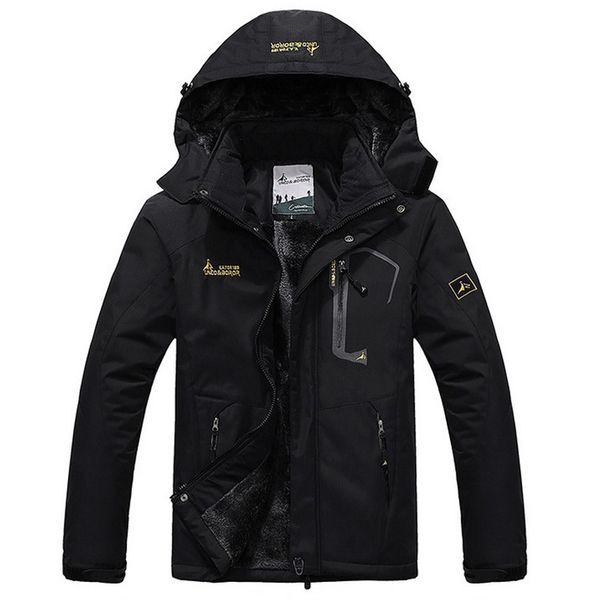 

winter jacket men thick velvet coat thermal warm windproof hood jackets mens outwear parka homme jaqueta men's casual coats, Black