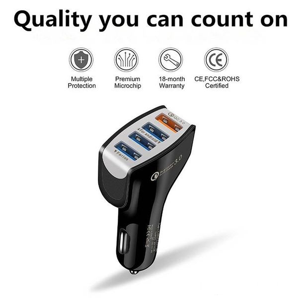 

car charger usb 3.0 quick charge 4 ports ce qualified for iphone 11 pro max xs samsung s10 9 fast car charger