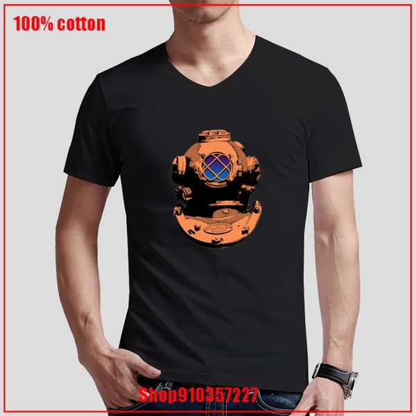 

steampunk diving helmet personalized short sleeves v neck young man blouse white slim couple t-shirt new trendy