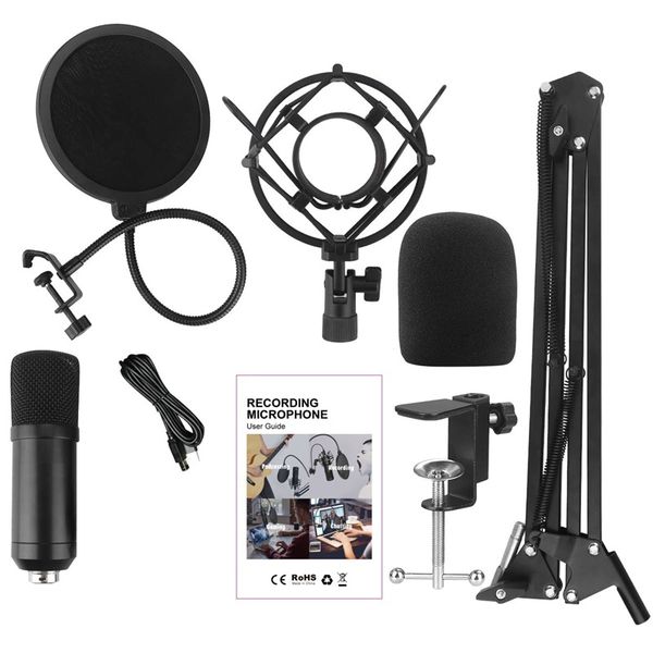 

microphone kits condenser microphone bundle stand karaoke mic filter phantom 192khz/24bit(flat head