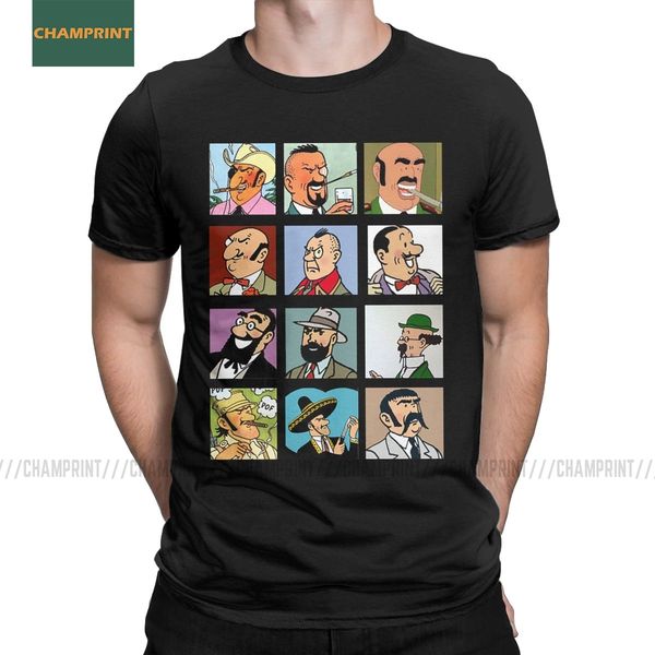 

men's t-shirt the adventures of tintin cotton tees short sleeve herge comic snowy haddock captain dog t shirts round collar top