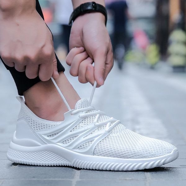 

men's all-match casual shoes fashion men's sneakers mesh casual shoes lightweight solid color walking, Black