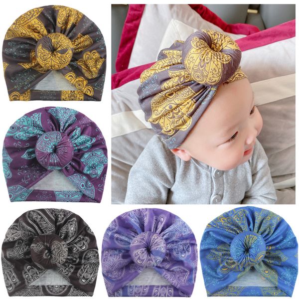 Esplosivo cappello di cotone ciambella stampa bambino carino palla morbida cappello indiano bambini annodati cappelli fascia bambino copricapo tendenza copricapo