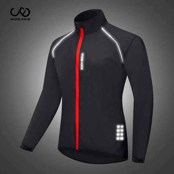 

racing jackets wosawe autumn men's cycling jacket warm fleece mountain road bicycle reflective windproof ching waterproof, Black;red
