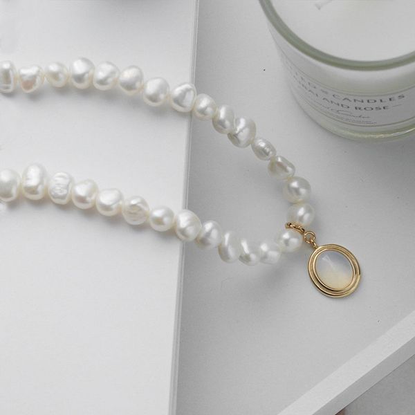 

ataullah freshwater baroque pearl necklace 925 sterling silver jewelry white natural pearl moonstone pendant for woman nw100