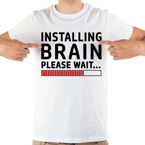 

installing brain progress bar funny t shirt homme jollypeach brand new white casual short sleeve tshirt men