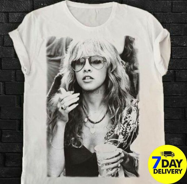 

stevie nicks american singer songwriter ladies white t shirt cotton s-3xl