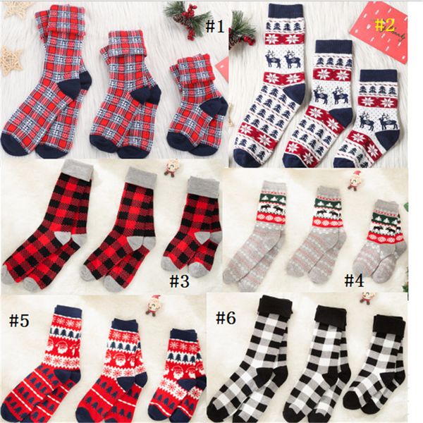 

kids xmas socks santa claus elk print plaid stocking parent-child cartoon sock autumn winter 0-6y baby girls parent socks d91006, Pink;yellow