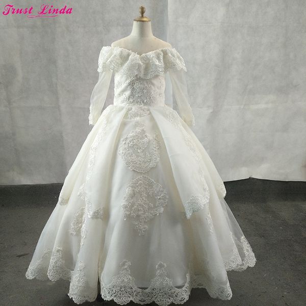 

real p ball gown flower girl dresses lace appliques kids formal wear new baby girl birthday christmas gowns custom made, Red;yellow