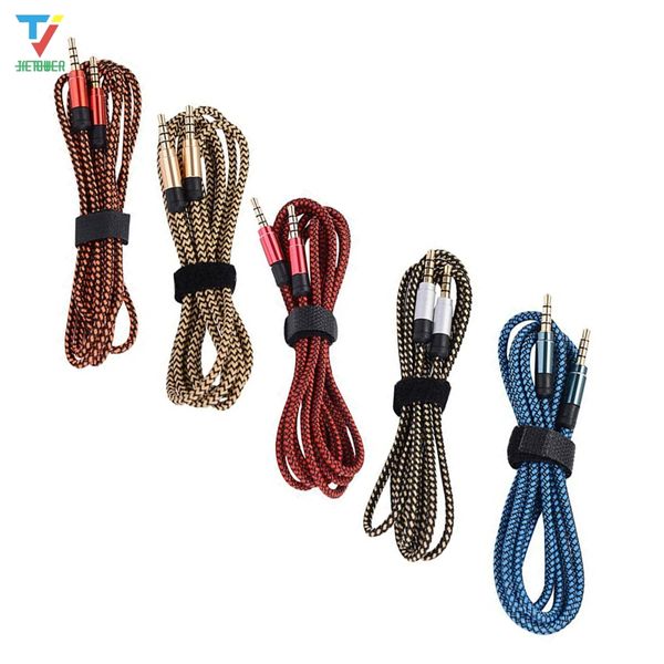 

unbroken metal nylon braided audio cable 3m 3.5mm round male stereo auxiliary aux extension for mobile phone mp3 speaker tablet pc