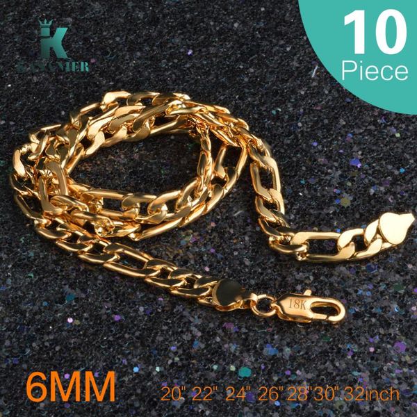 

chains 10pcs wholesale 6mm width 20-32 inch gold man necklace jewelry fashion men chain curb for cuban mens gift, Silver