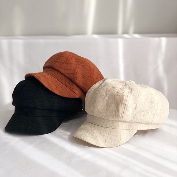 

berets czapka zimowa plaid spring and autumn soft girl beret retro british octagonal hat femme boinas para mujer cappello donna, Blue;gray