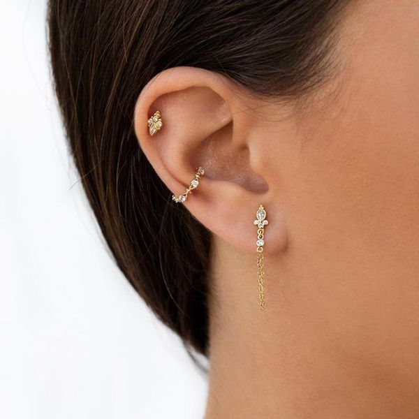 

dangle & chandelier 100% 925 sterling silver tassel chain design elegance modern women girl gift water drop bezel cz jewelry earring