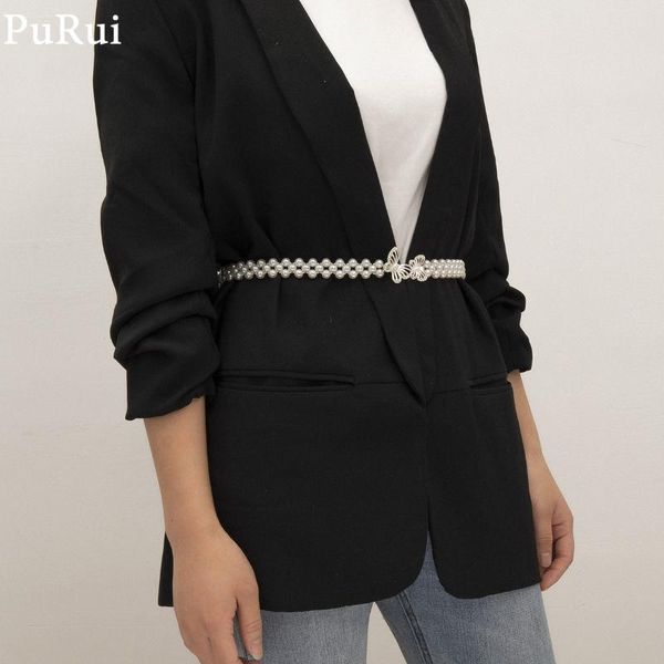 

purui bohemia butterfly imitation pearls chain waist belt elegant kpop women dress waist chain fshion waistband jewelry charm, Slivery;golden