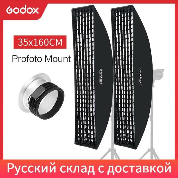 

light stands & booms 2pcs godox softbox 35x160cm 14"x 63" portable rectangular honeycomb grid + profoto mount for studio flash