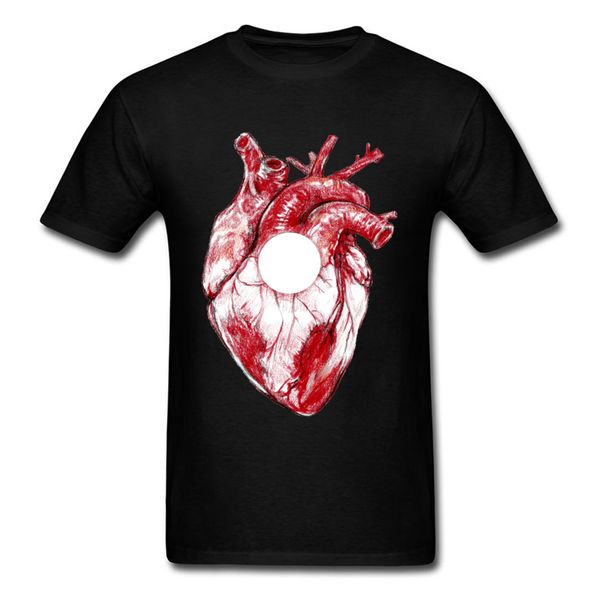 

father's t shirt human heart red faddish short sleeve slim fit fashion pirnt t-shirts men's famous tees