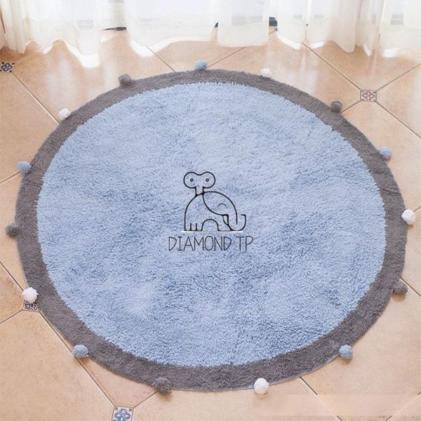 

ins style european and american round ball cotton texture mat children s home carpet door mat pgraphy prop carpet 1.2m