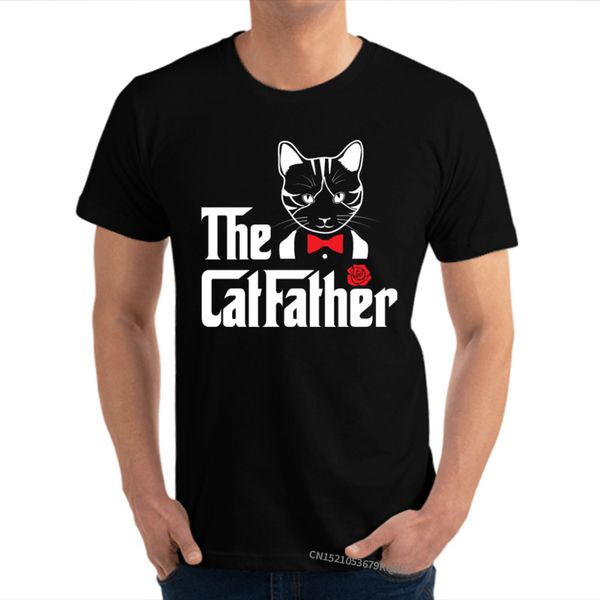 

the father of cat funny family tees new year day crewneck 100% cotton men t-shirts family t-shirts clothing shirt