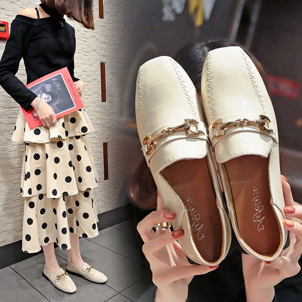 

spring flats women shoes loafers pu leather women flats slip on women's loafers female moccasins shoes zapatos de mujer 87018, Black