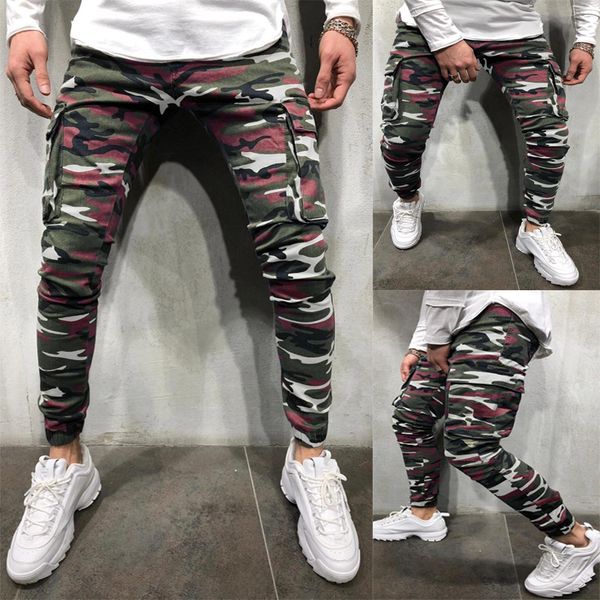 

men skinny jeans fashion army green stretch denim pencil trousers male multi-pockets camouflage cargo jeans pantalon homme jean, Blue
