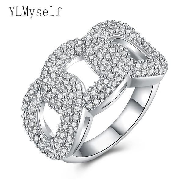 

new promotion trendy finger ring statement dropshipping pave white cubic zirconia anel female fashion jewelry rings, Golden;silver