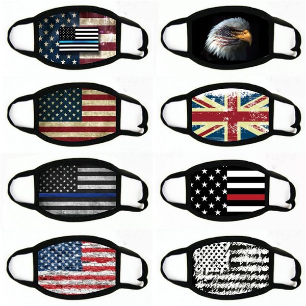 

us warehouse american flag printed protective mask adults sports riding masks mask magic towel#572, Black
