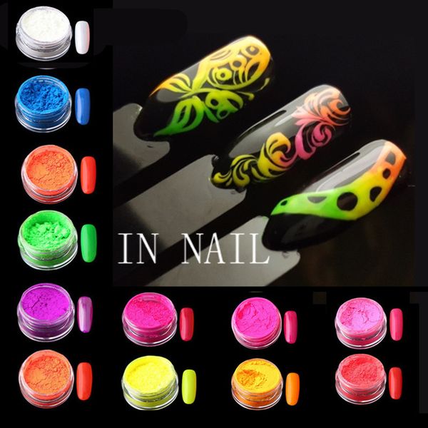 

nail glitter 12colors neon pigment powder ombre pigments gradient dust, Silver;gold
