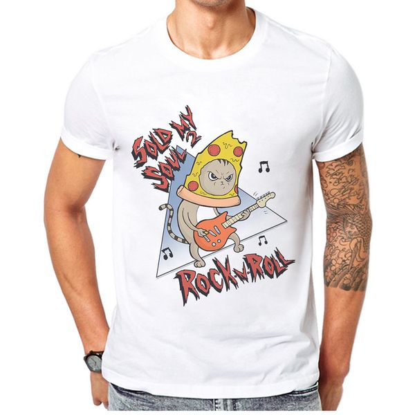 

funny cat rock n roll men t shirt short sleeved tee hip hop mens t-shirt pure 100% cotton white 3d printing man tshirt