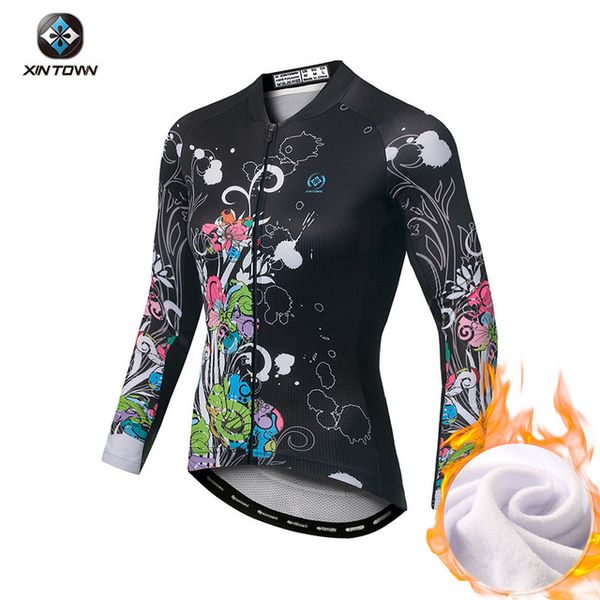 

cycling jacket women autumn winter bicycle cycle clothes mountain bike jacket thermal fleece hiking running cycling, Black;red