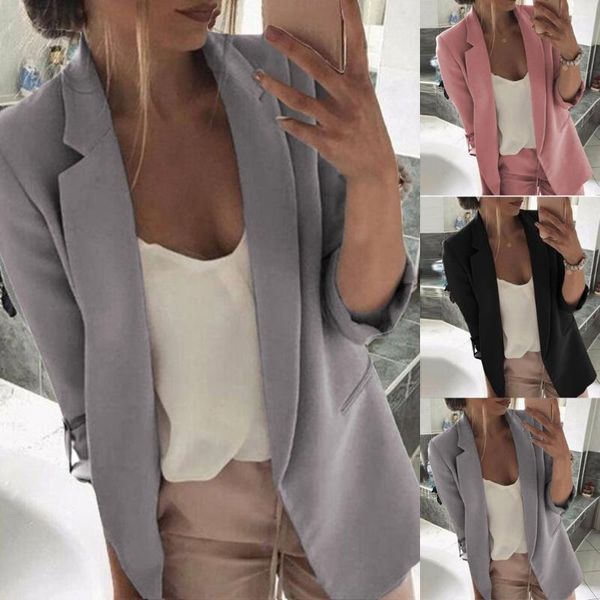 

women's suits & blazers fashion women jackets solid blazer open front short coat cardigan outfits winter warm clothing#g5, White;black