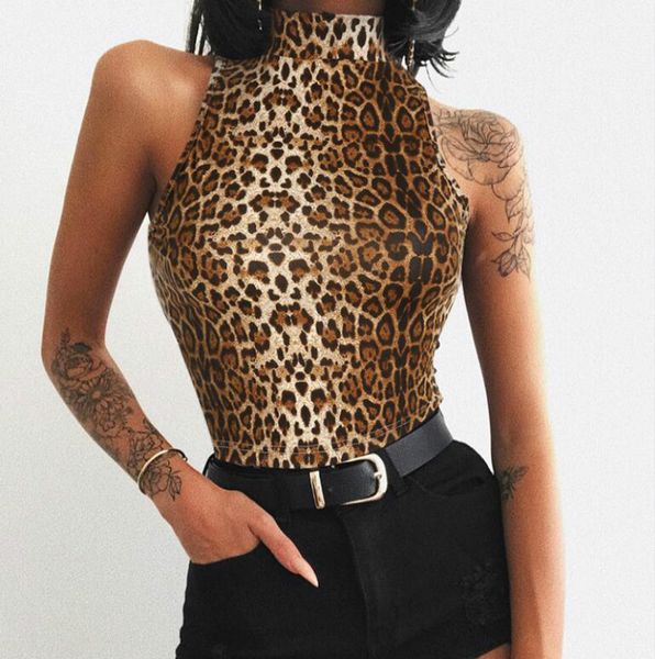 

leopard bodycon crop camis women vintage bustier sleeveless leopard print tank beach casual tshirts clothes, White