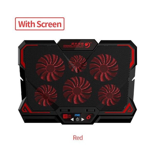 

computer & office coolcold 17inch gaming cooler six fan led screen two usb port 2600rpm lapcooling pad notebook stand for laptop