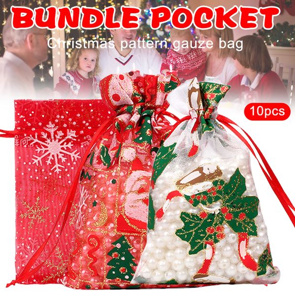 

gift wrap drawstring christmas bags cartoon pattern bronzing pouch ti99