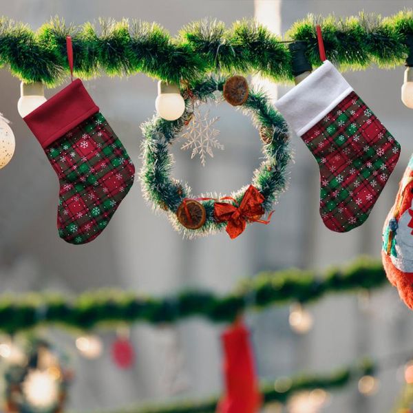 

cute and delicate snowflake plaid christmas socks christmas handicraft decorations