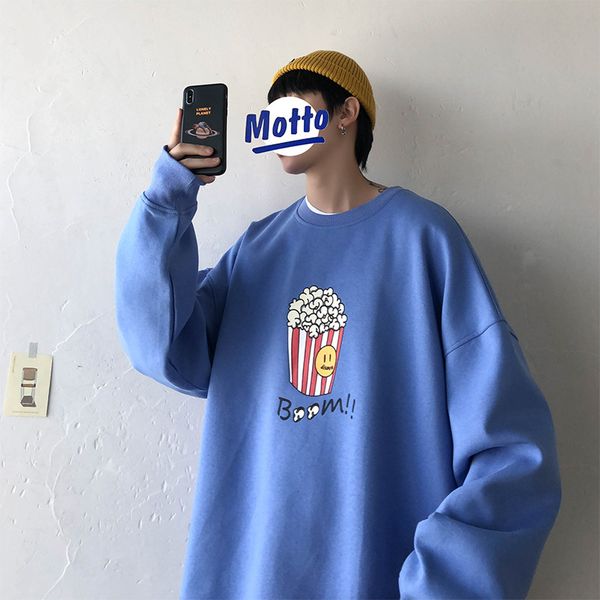 

yoyoo осень мужчины одежды толстовки печать случайный рыхлый новый способ балахон мужской толстовка человек, Black