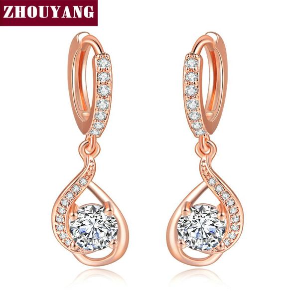 

cubic zirconia rose gold color drop earrings austrian crystal zye685 zye686, Silver