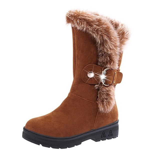 

women boots winter snow boots mid-calf boot shoes woman botas mujer fashion faux fur plush warm platform women shoes xkd2087, Black