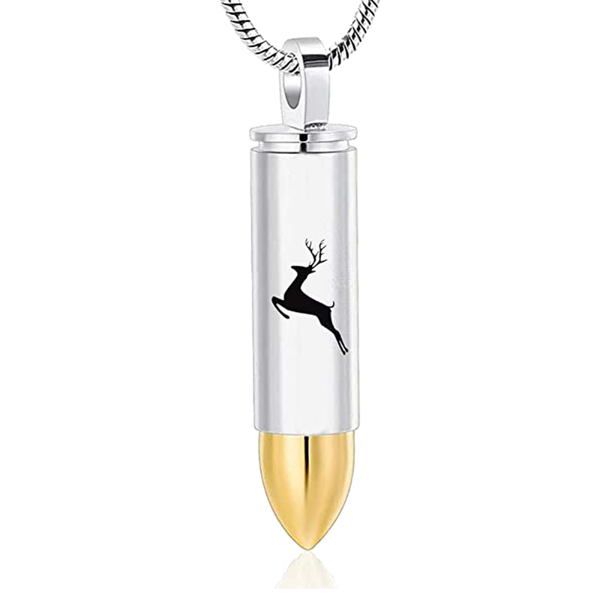 

cremation jewelry deer pendant urn necklace for ashes keepsake memorial jewelry for ashes men, Silver