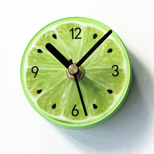 

fruit fridge magnet wall clock lime modern kitchen clock watch home decor fridge fruit wall art timepieces