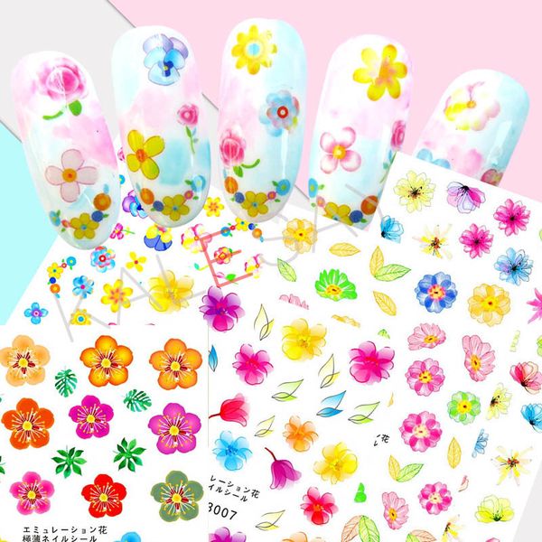 

flower series nail art sticker decoration manicure design lovely flower sticker decal self adhesive nail art decal, Black